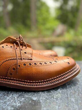 Grenson - The Triple Welt Brogue Shoe, Tan Pebble leather, Size: 11G UK or 12 US
